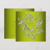 Invitation Cœur d'Argent Sage Vert Douze Ans de Rêve Annivers (Devant / Derrière)