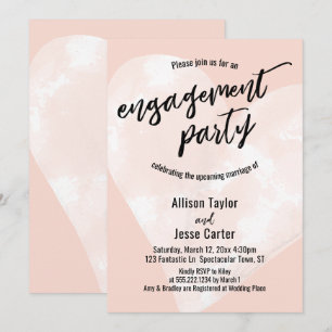 Invitation Cœur de aquarelle blanche Fiançailles Blush Rose