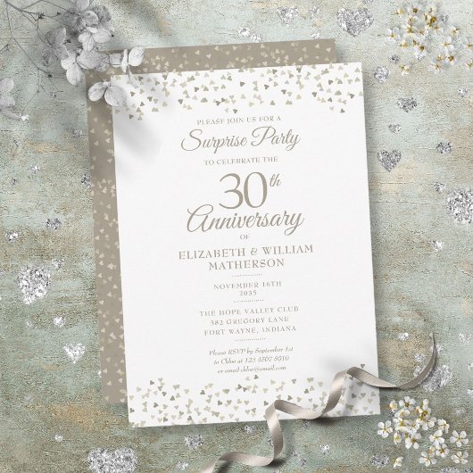Invitation Cœur de confettis pour les 30 ans de mariage surpr