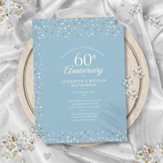 Invitation Cœur de confettis pour les 60 ans de mariage Diamo