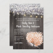 Invitation Cœur de corail rose arbre forêt élégant mariage (Devant / Derrière)