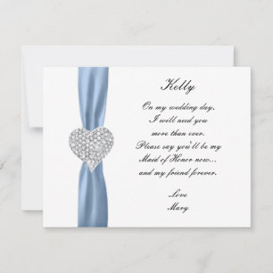 Invitation Cœur de Diamant Bleu Demoiselle d'Honneur de Maria