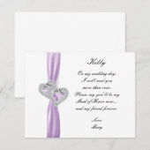 Invitation Cœur de Diamant Demoiselle d'Honneur Mariage Viole (Devant / Derrière)