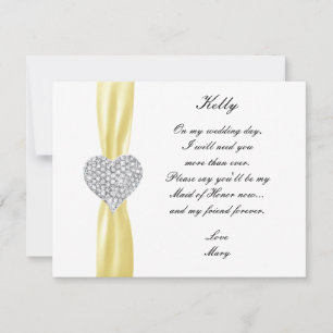 Invitation Cœur de diamant jaune demoiselle d'honneur de mari