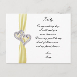 Invitation Cœur de diamant jaune demoiselle d'honneur de mari