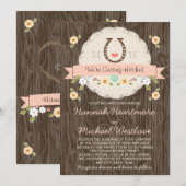 Invitation Coeur de fer à cheval rose pâle Mariage de l'Ouest (Devant / Derrière)