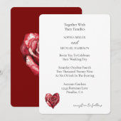 Invitation Cœur de fleur de rose rouge romantique Mariage (Devant / Derrière)