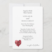 Invitation Cœur de fleur de rose rouge romantique Mariage (Devant)