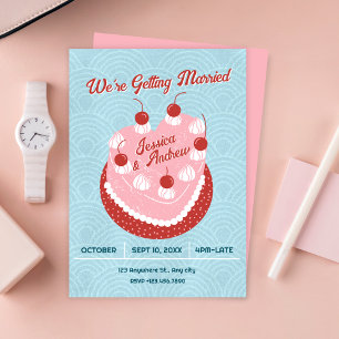 Invitation Cœur de gâteau mignon mariage
