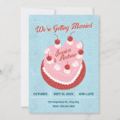 Invitation Cœur de gâteau mignon mariage (Devant)