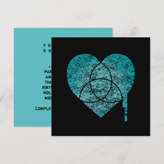 Invitation coeur de graphique turquoise (Devant / Derrière)
