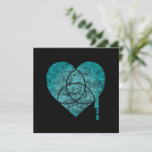 Invitation coeur de graphique turquoise (Debout devant)