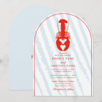 Cœur de homard rayures bleues mariage nautique pla