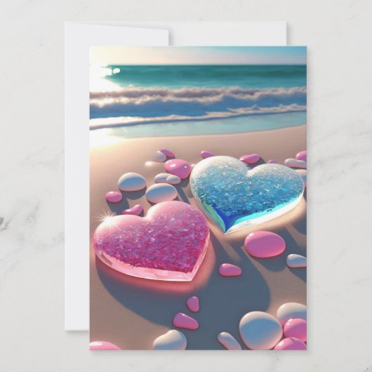 Invitation Coeur de la côte : Glittering Beach Wedding Invit (Devant)