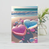 Invitation Coeur de la côte : Glittering Beach Wedding Invit (Debout devant)