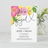 Invitation Coeur de la fête d'été du citron vert floral (Debout devant)