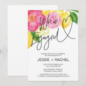 Invitation Coeur de la fête d'été du citron vert floral (Devant / Derrière)