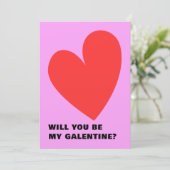 Invitation Coeur de la Saint-Galentin rose et rouge (Debout devant)