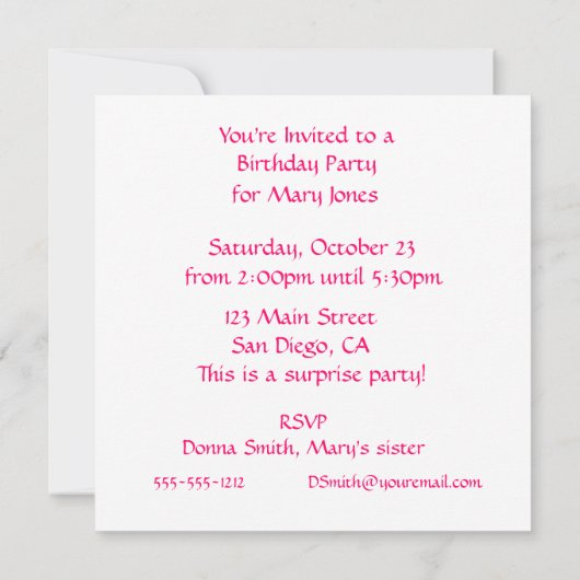 Invitation Coeur de la surface amoureuse (Dos)