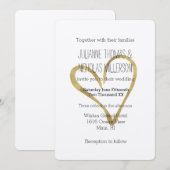 Invitation Coeur de l'or Mariage (Devant / Derrière)