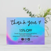 Invitation Coeur de Merci holographique Faux (Debout devant)