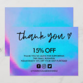 Invitation Coeur de Merci holographique Faux (Devant / Derrière)