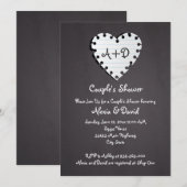 Invitation Coeur de papier sur tableau noir mariages couples (Devant / Derrière)