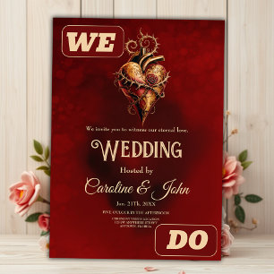 Invitation Cœur de romance et d'amour passionné.