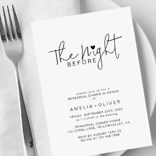 Invitation Cœur de script moderne Dîner de répétition de ma