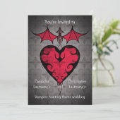 Invitation Coeur de vampire victorien gothique en rouge (Debout devant)