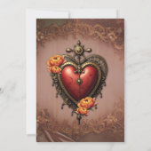 Invitation Coeur de vapeur avec fleurs. (Dos)