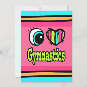 Invitation Coeur des yeux lumineux J'aime la gymnastique