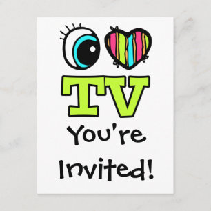 Invitation Coeur des yeux lumineux J'aime la télévision