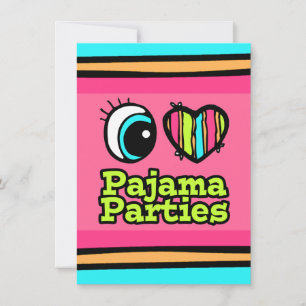 Invitation Coeur des yeux lumineux J'aime les parties de pyja
