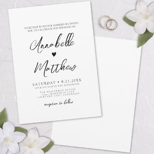 Invitation Cœur Dessiné à la Main Mariage Simple Élégant
