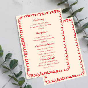 Invitation Cœur dessiné à la main rouge Mariage fantaisiste