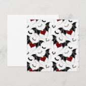 Invitation Coeur d'Halloween avec ailes de chauve-souris noir (Devant / Derrière)