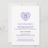 Invitation Cœur d'iolite anniversaire 21 ans photo violet (Dos)