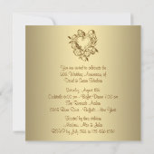 Invitation Cœur d'or Élégant Or 50e Anniversaire de Mariage (Dos)