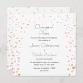 Invitation Coeur d'or rose en cascade changement de plans (Devant / Derrière)