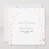 Invitation Coeur d'or rose en cascade changement de plans (Dos)