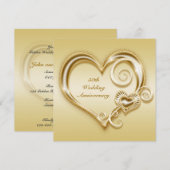 Invitation Cœur Doré 50e Anniversaire (Devant / Derrière)