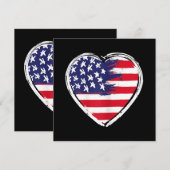 Invitation Cœur Drapeau américain étoilé 4 juillet Fête patri (Devant / Derrière)