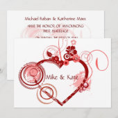 Invitation Coeur du Mariage (Devant / Derrière)