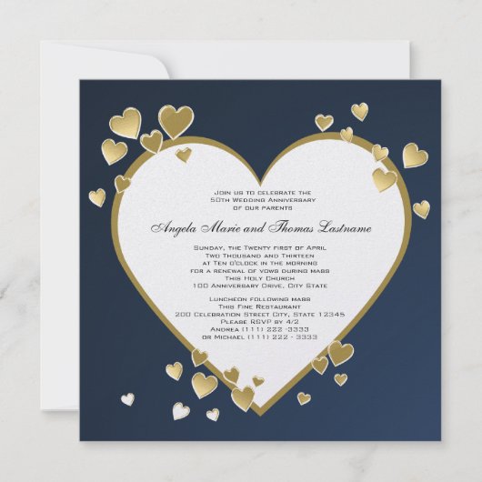 Invitation Cœur du soir 50e anniversaire (Devant)