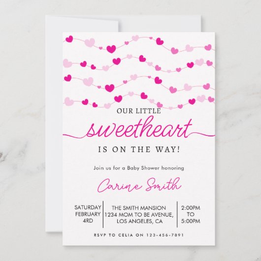 Invitation Coeur élégant Baby shower de Saint Valentin (Devant)