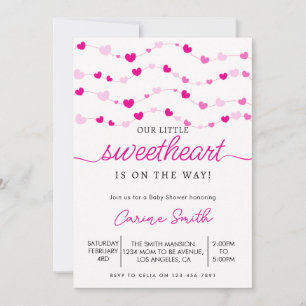 Invitation Coeur élégant Baby shower de Saint Valentin