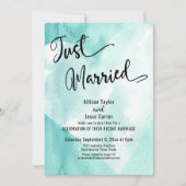 Invitation Cœur en aquarelle blanche sarcelle Juste mariés éc (Devant)