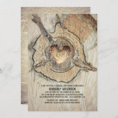Invitation Coeur en bois sculpté Fête des mariées en arbre ru (Devant / Derrière)