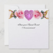INVITATION CŒUR EN DENTELLE DE CUPIDON, ROSES ROSES VALENTINE (Dos)